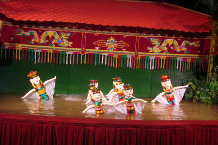 Water puppet performance