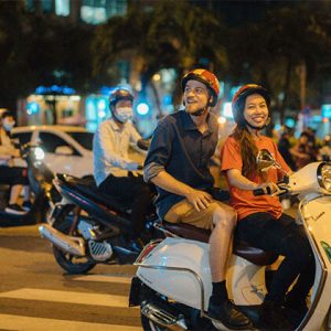 Ho Chi Minh Nightlife on back of Scooter