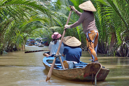 Sampan ride through Mekong Delta
