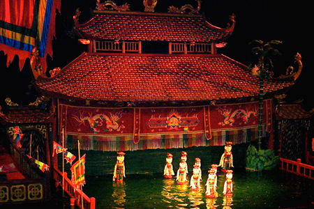 Water Puppet Show in Thang Long Water Puppet Theatre