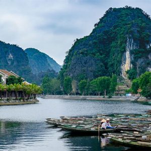 Tam Coc dock in Vietnam Muslim Tour