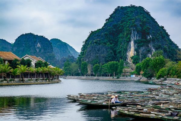 Tam Coc dock in Vietnam Muslim Tour